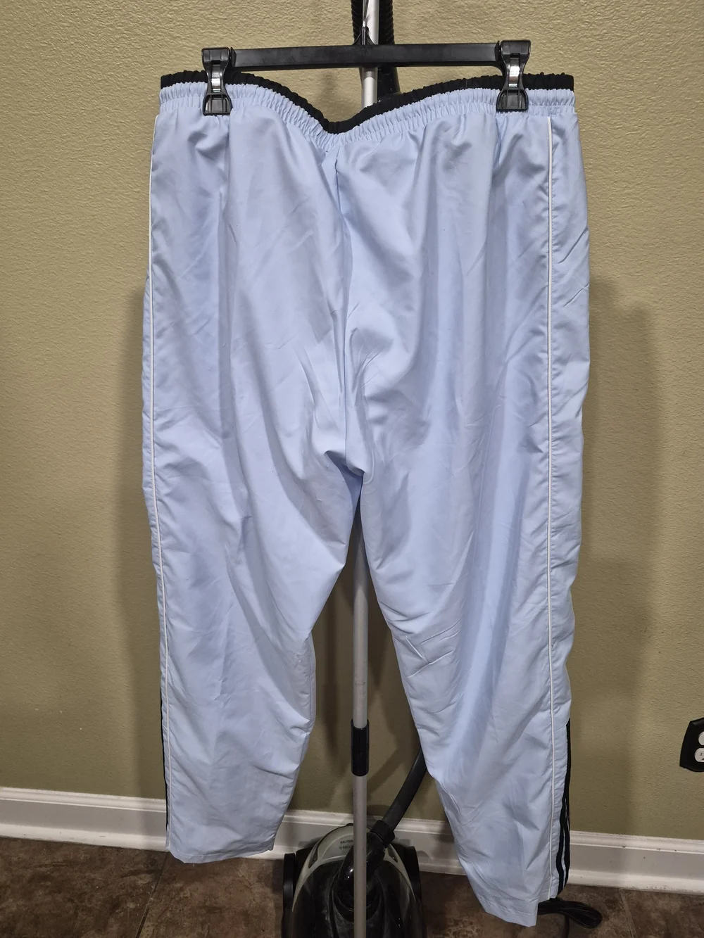Adidas Men's Light Blue Track Suit with Black Stripes